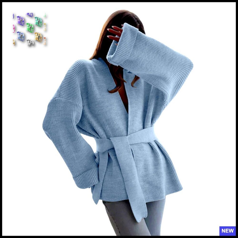 Oversized Knit Cardigan Wrap Sweater Long Sleeve Loose Fit Open Front Coat